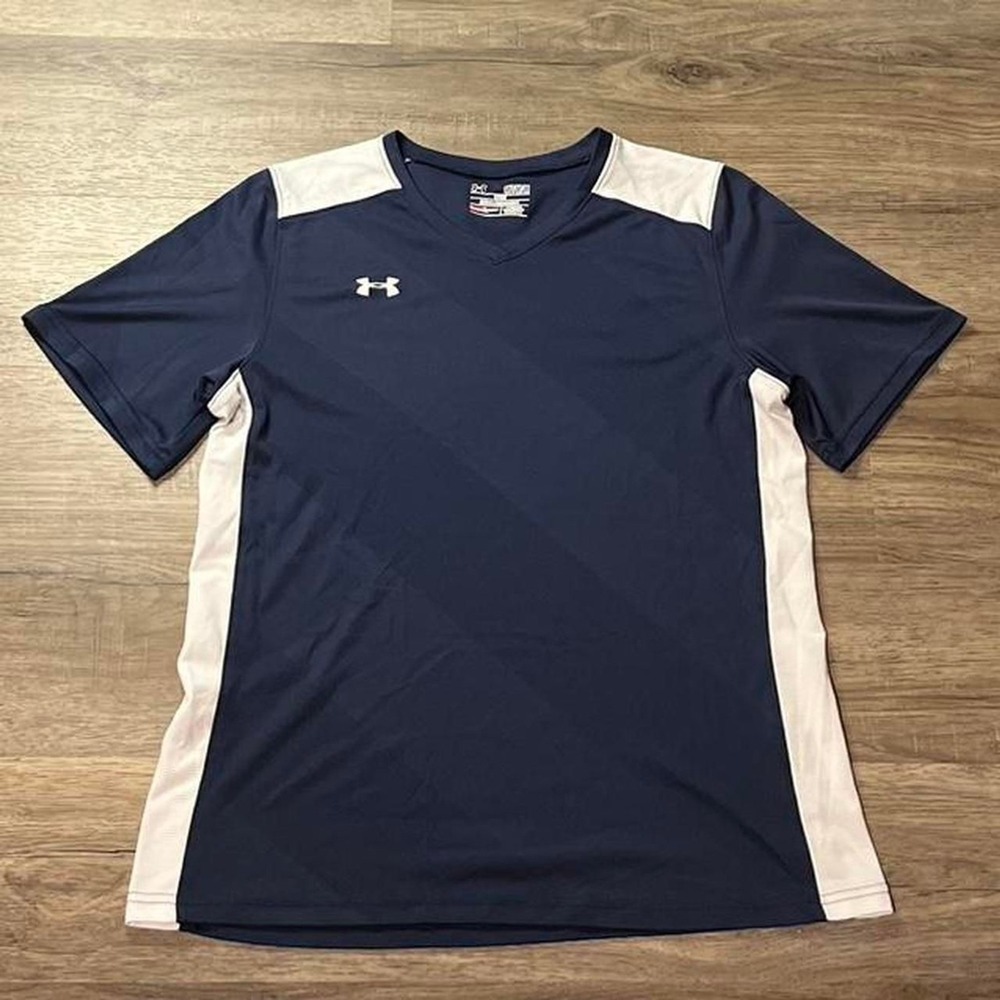 Under Armour Women's Navy Blue Retro Sportswear V Neck Jersey shirt size medium